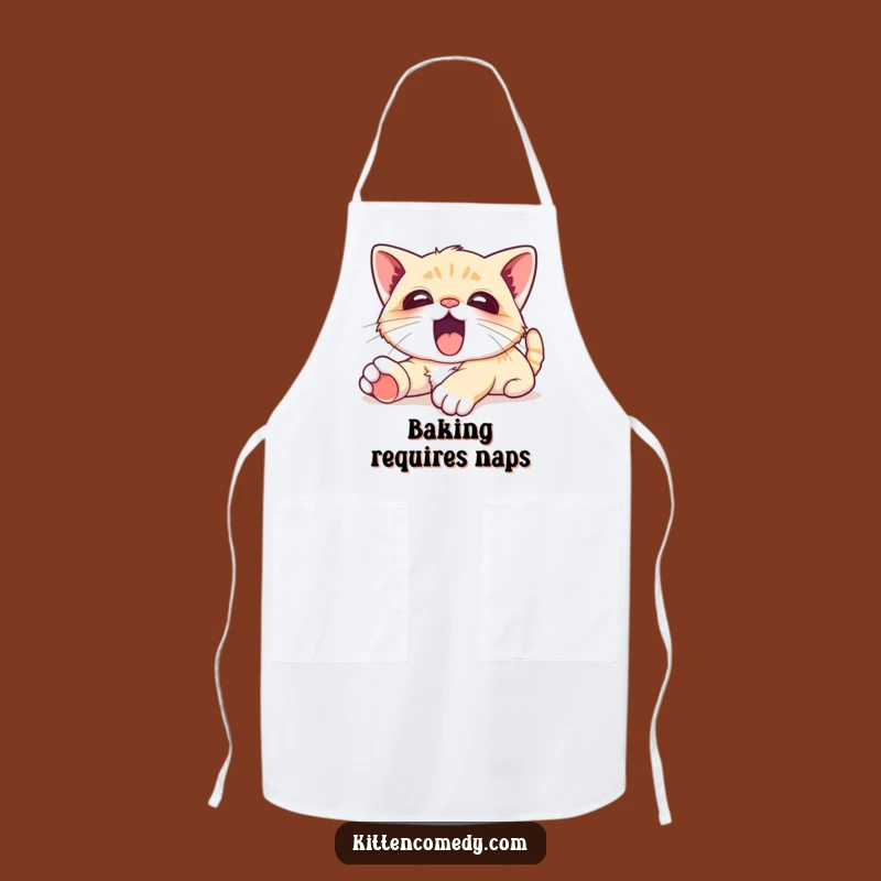 Funny Kawaii Kitten Yawn Apron - Relaxed Cooking & Baking Fun