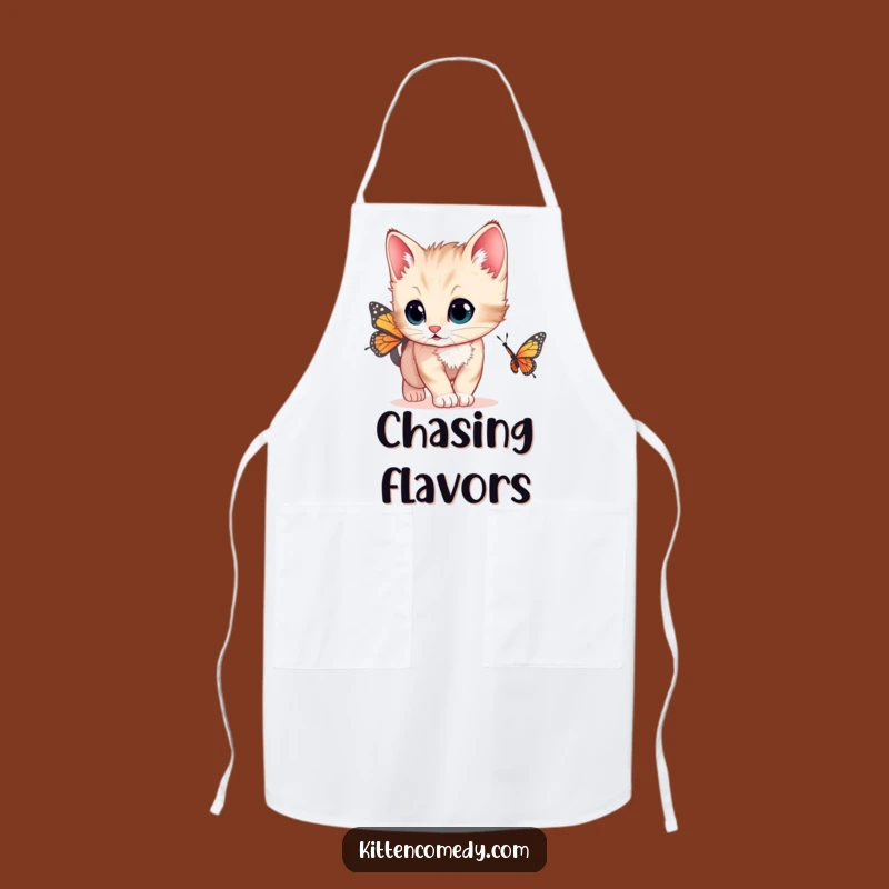 Funny Curious Kitten Apron - Wide Eyes Butterfly Chef Gift