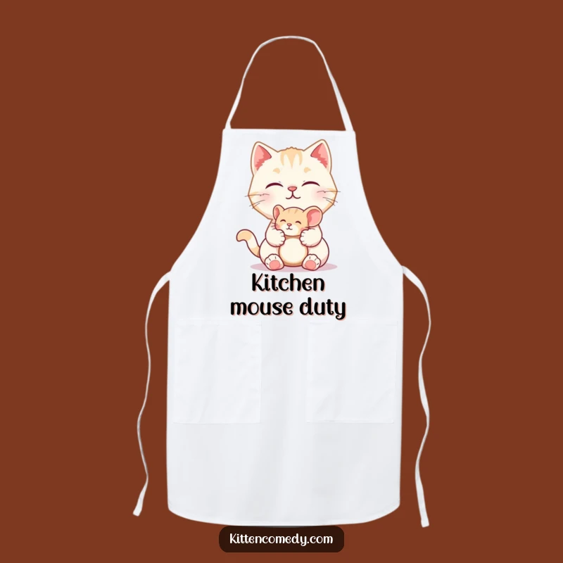 Funny Kitten Mouse Apron: Playful Kitty Kitchen - Humorous Cooking Gift
