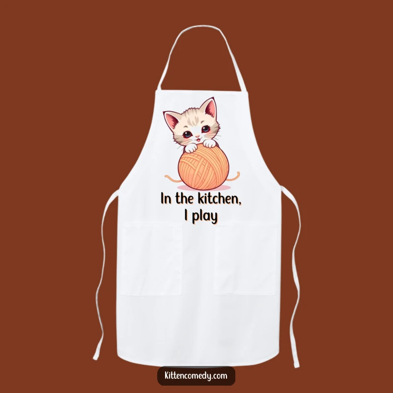 Funny Kitten Yarn Pounce Apron - Chef's Playful Kitchen Gift!