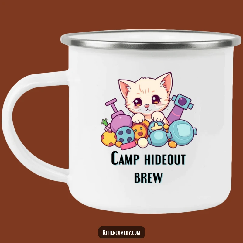 Durable Kawaii Kitten Toy Peek Camping Mug - Funny Outdoor Discovery