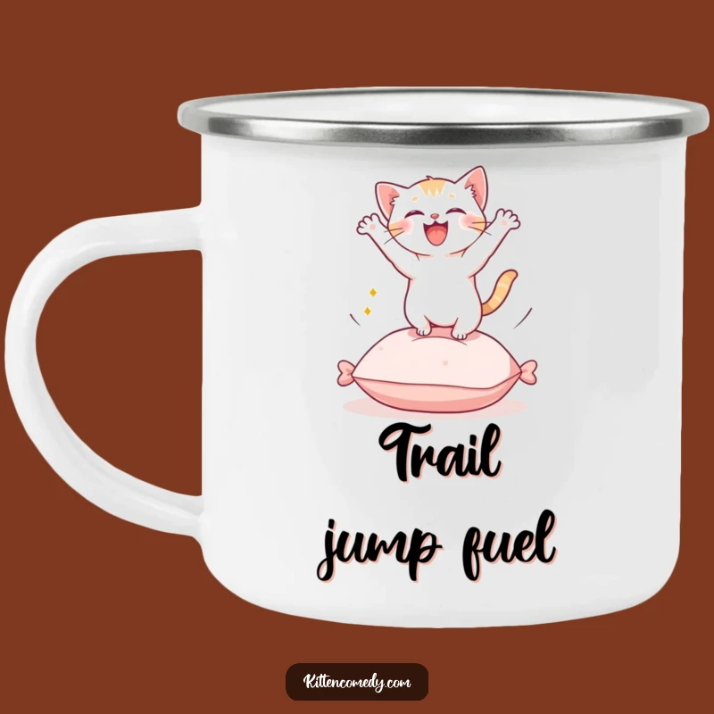 Durable Kawaii Kitten Leap Camping Mug - Funny Outdoor Companion