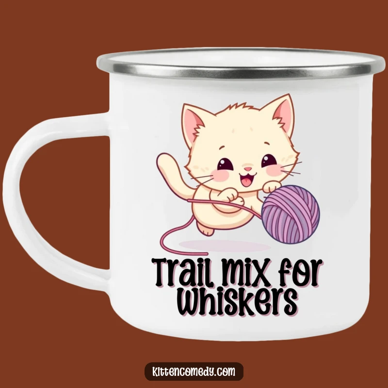 Funny Kawaii Kitten Yarn Chase Camping Mug - Adventure Fuel Gift