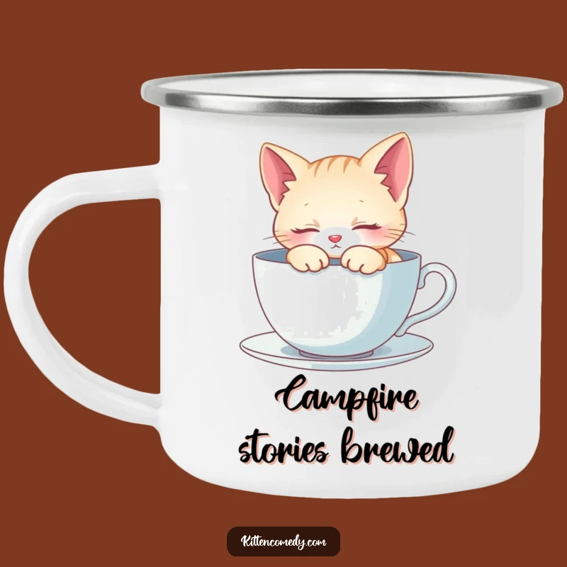 Funny Kitten Napping Camping Mug - Cozy Camp Vibes, Perfect Gift!