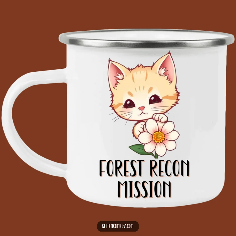 Funny Kitten Peeking Flower Camping Mug: Sip & Smile on Your Adventures
