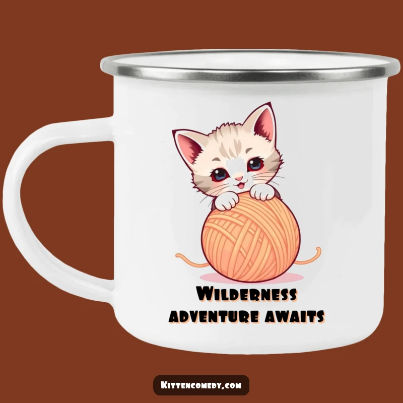 Funny Kitten Yarn Pounce Camping Mug - Campfire Fun, Perfect Gift!