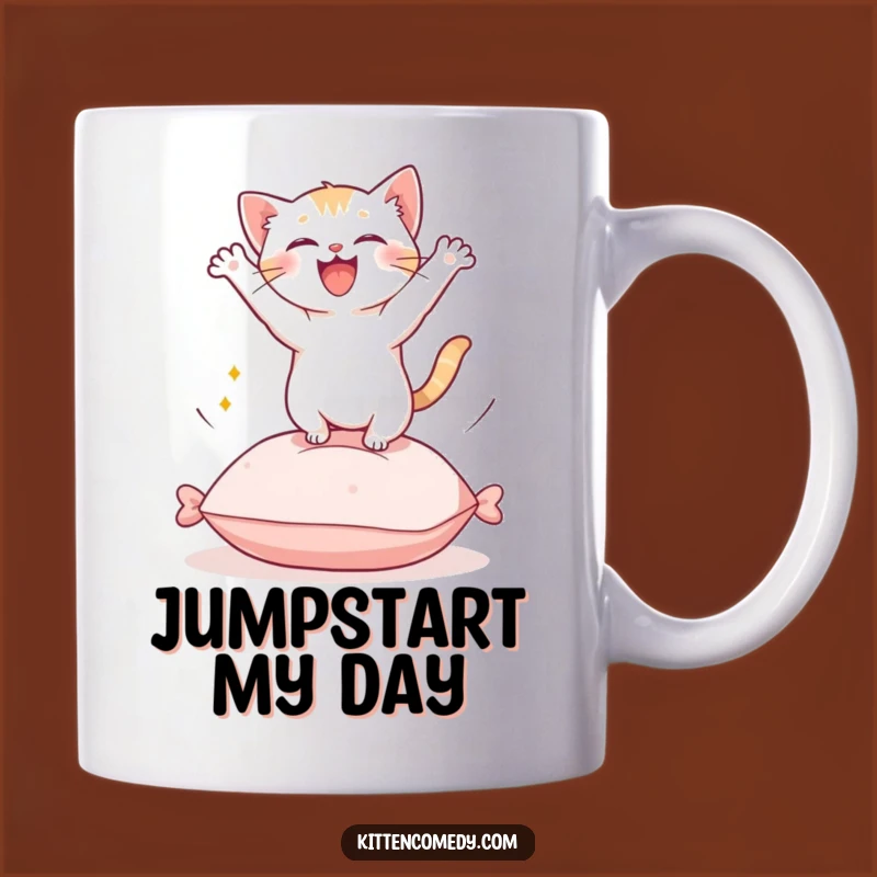 Funny Kawaii Kitten Leap Mug - Adorable & Energetic Gift for Cat Lovers