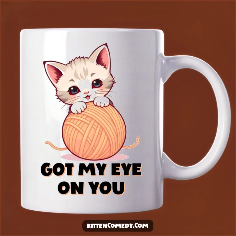 Funny Kitten Yarn Pounce Mug - Playful Gift for Cat Lovers!