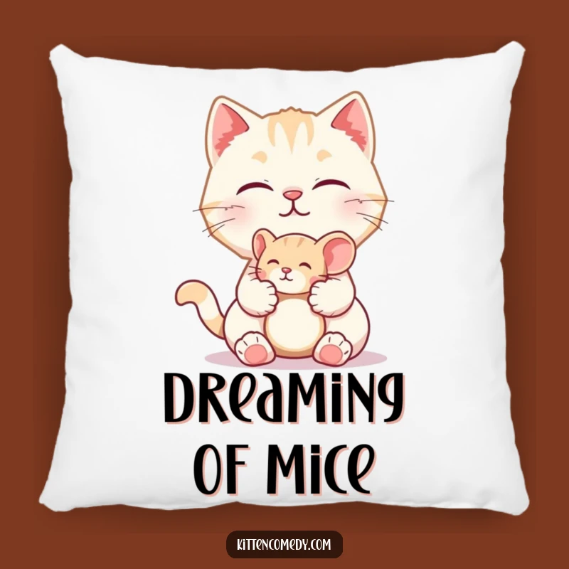 Funny Kitten Mouse Pillow: Cozy Playful Cushion - Adorable Humorous Gift