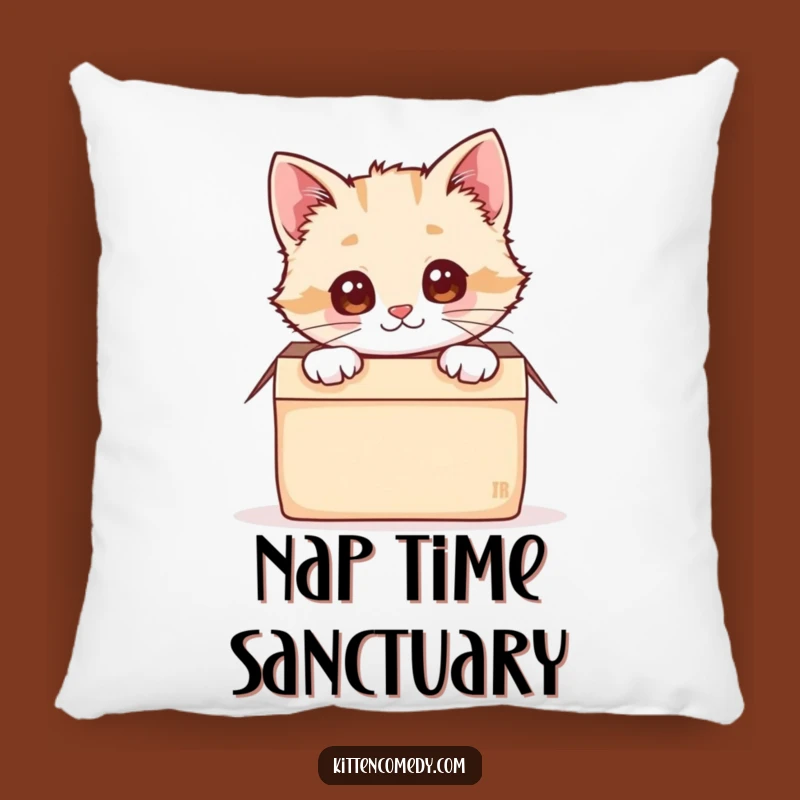 Funny Kawaii Kitten Box Peek Pillow: Huggable Hideaway Humor!