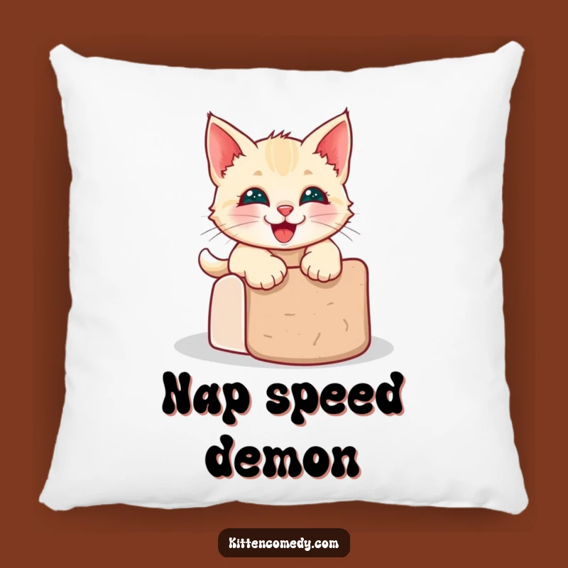 Funny Kawaii Kitten Grinning Slide Pillow - Soft and Joyful Decorative Cushion Gift
