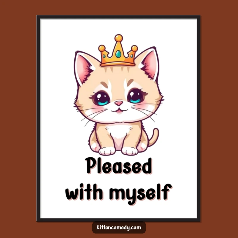 Funny Kawaii Kitten Crown Digital Print - Regal Pleased Wall Art