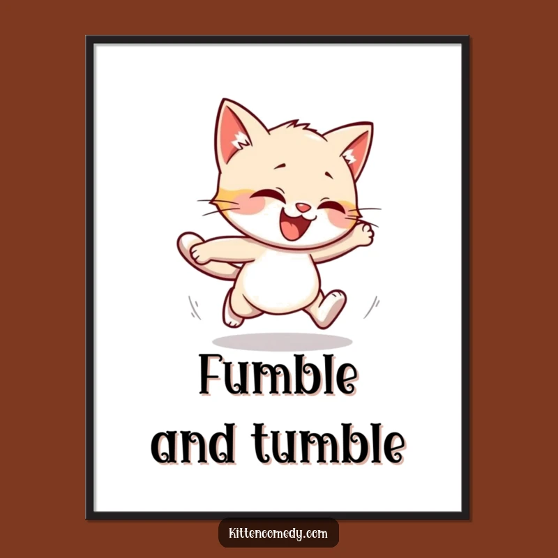 Funny Kitten Stumble Digital Art: Clumsy Kitty Art - Instant Joyful Gift