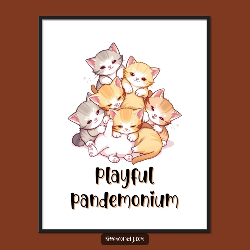 Funny Tumble Kittens Digital Print: Playful Wall Art, Perfect Funny Gift