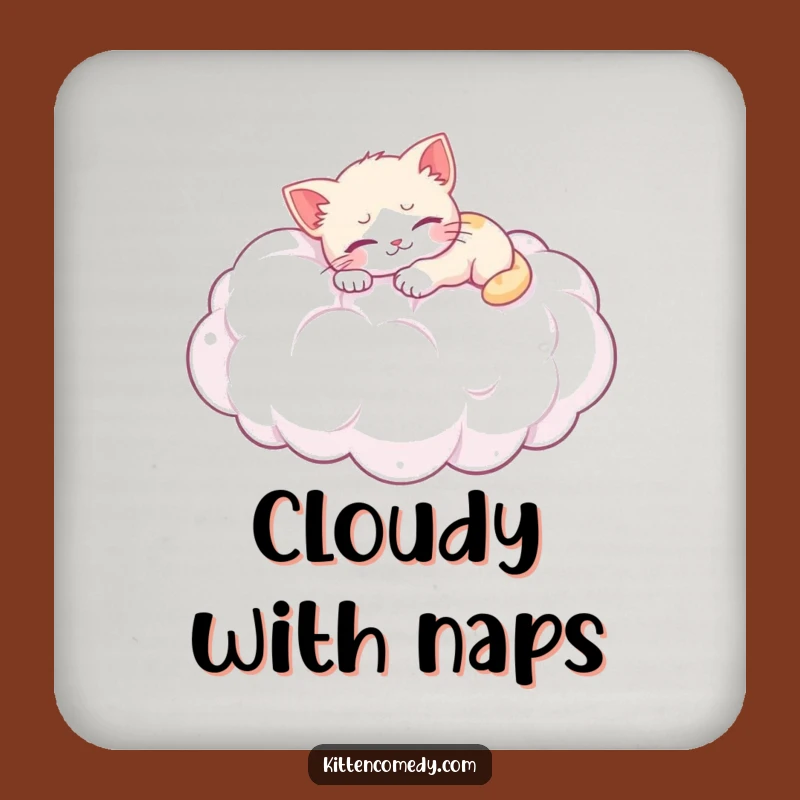 Funny Kitten Cloud Nap Coaster Set: Protect Surfaces with Adorable Cat Art