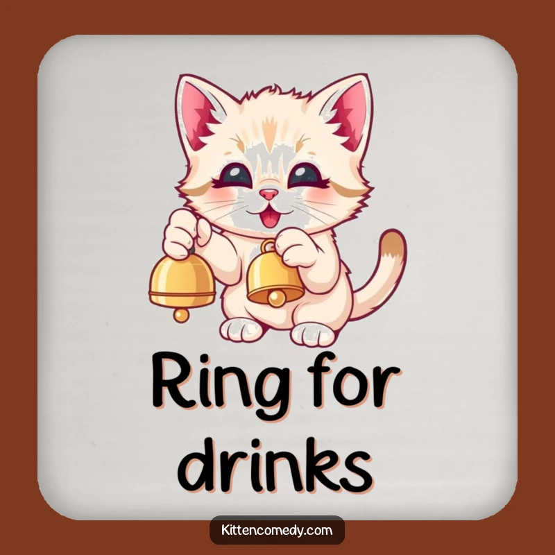 Funny Kawaii Kitten Bell Paw Drink Coaster - Protect Surfaces with Cute Delight