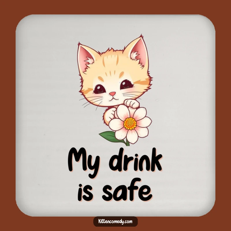 Funny Kitten Peeking Flower Coaster: Protect Surfaces with Playful Charm