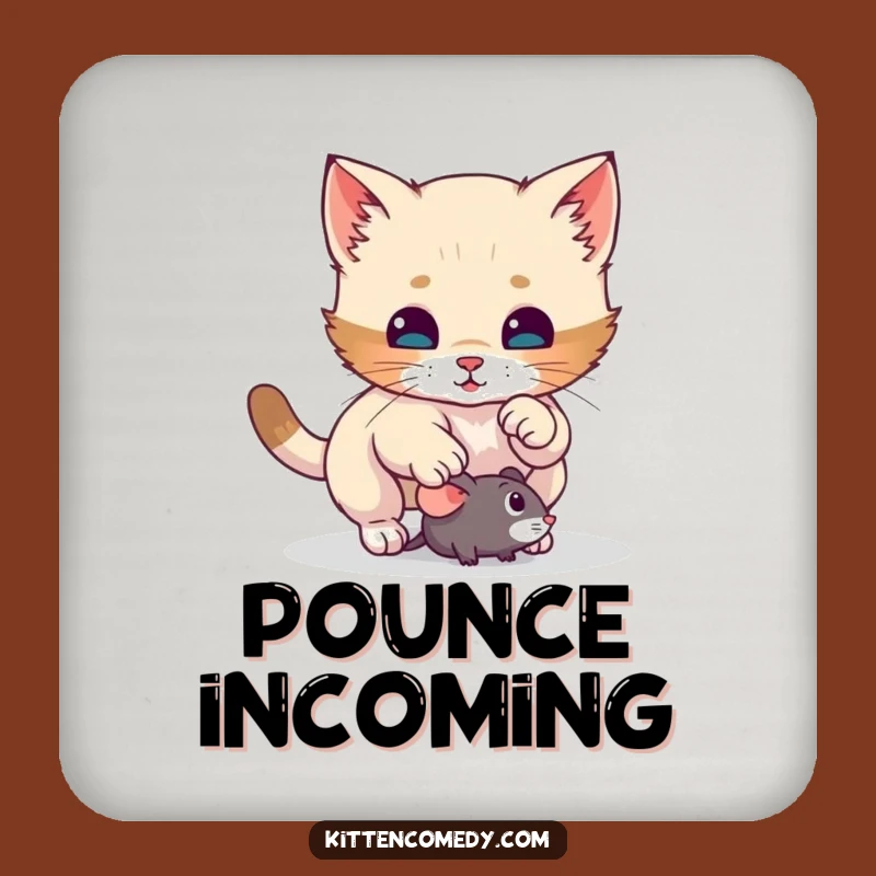 Funny Kitten Pounce Coaster Set: Protect Surfaces with Hilarious Cat Art