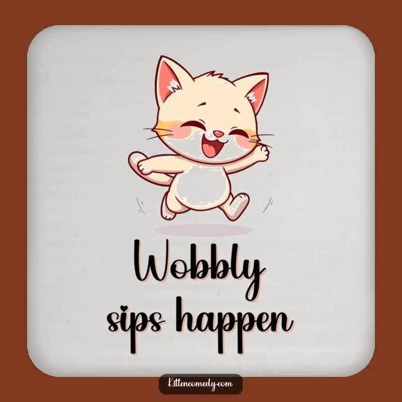 Funny Kitten Stumble Coaster: Clumsy Kitty Decor - Humorous Table Gift
