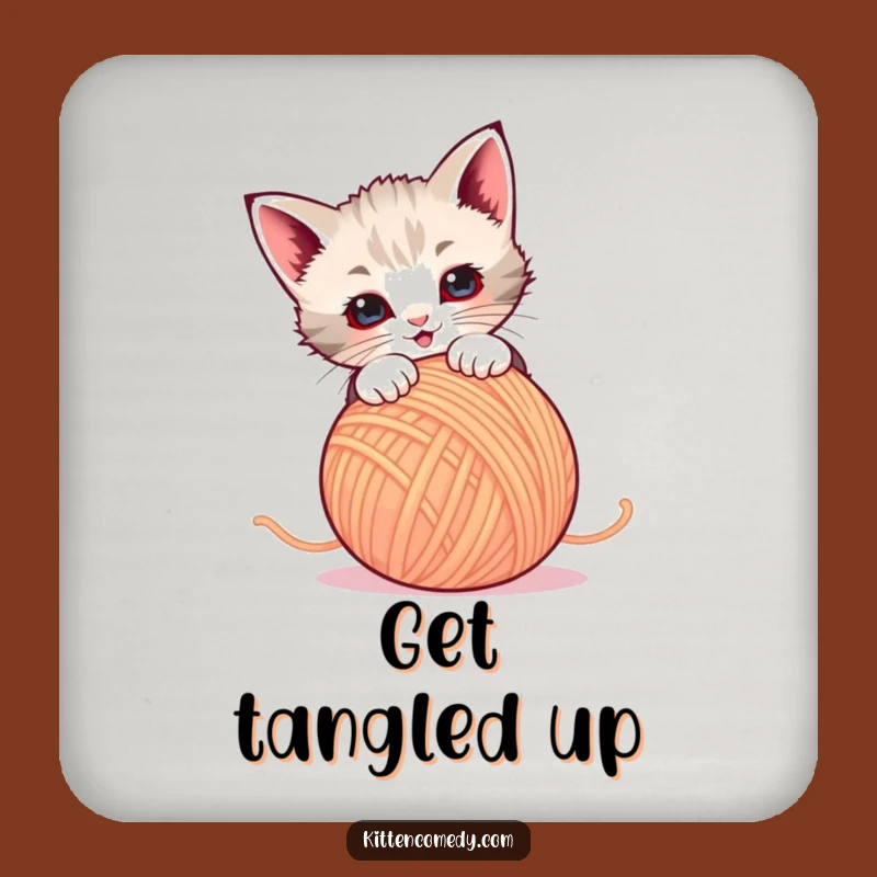 Funny Kitten Yarn Coaster - Protect Surfaces with Playful Humor, Gift!