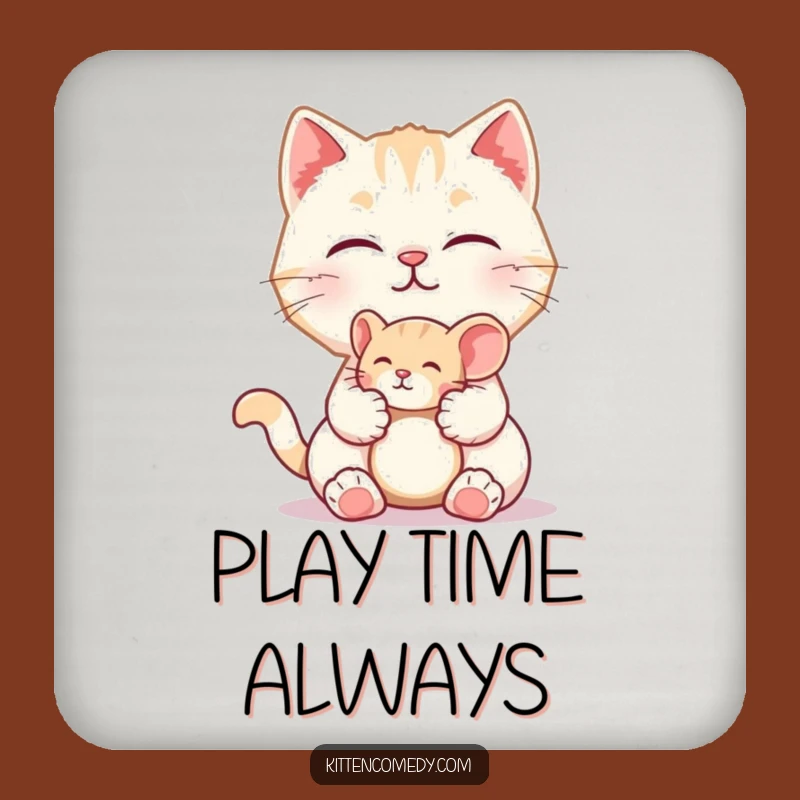 Funny Kitten Mouse Coaster: Playful Kitty Decor - Humorous Table Gift