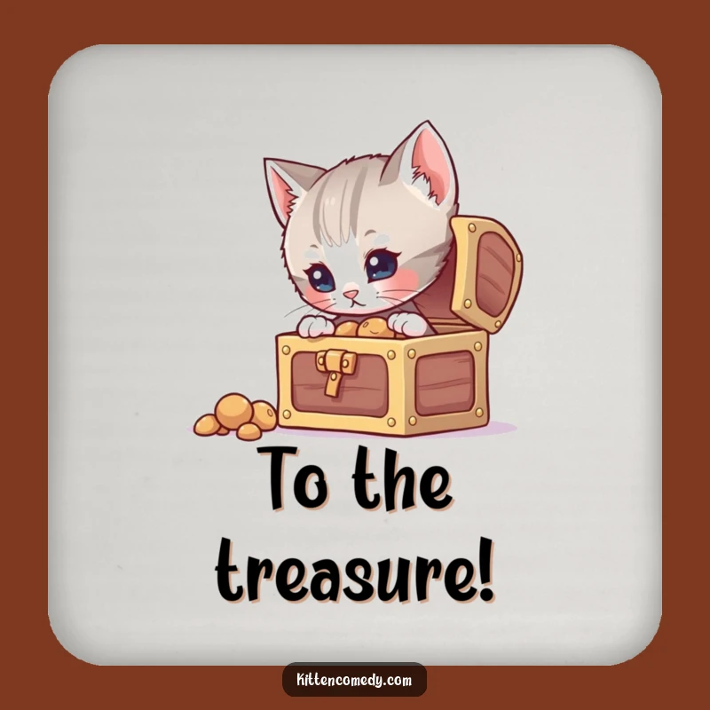 Funny Curious Kitten Treasure Coaster, Protect Surfaces with Wonder