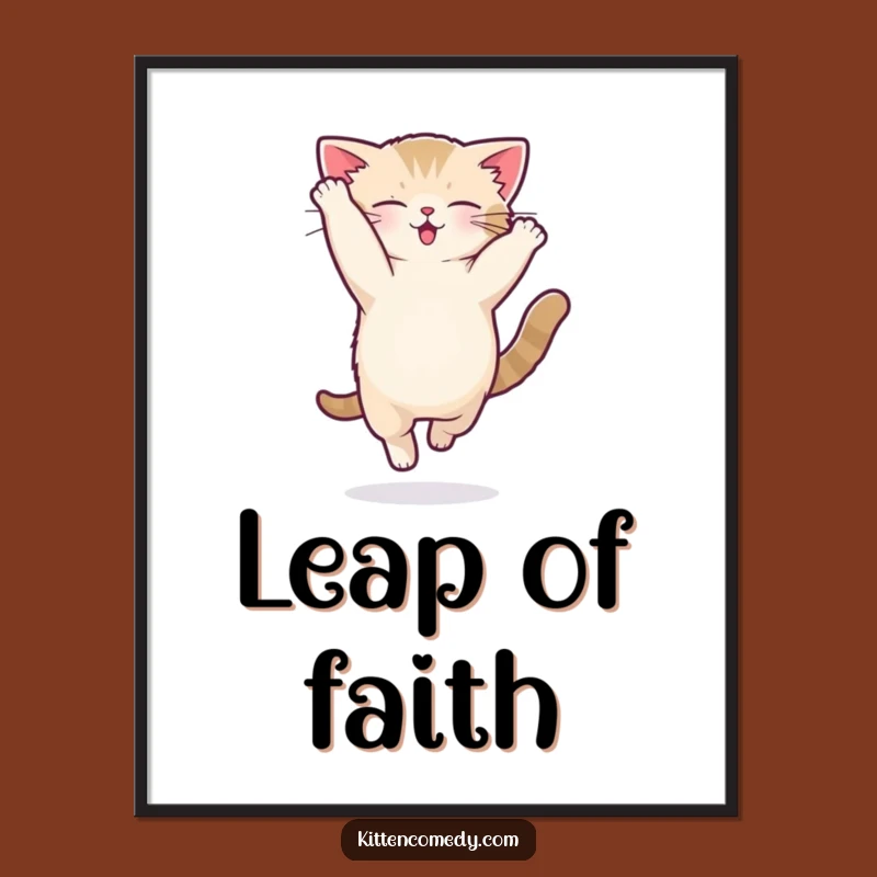 Funny Kawaii Kitten Acrobat Flip Poster - Energetic Wall Art for Cat Enthusiasts
