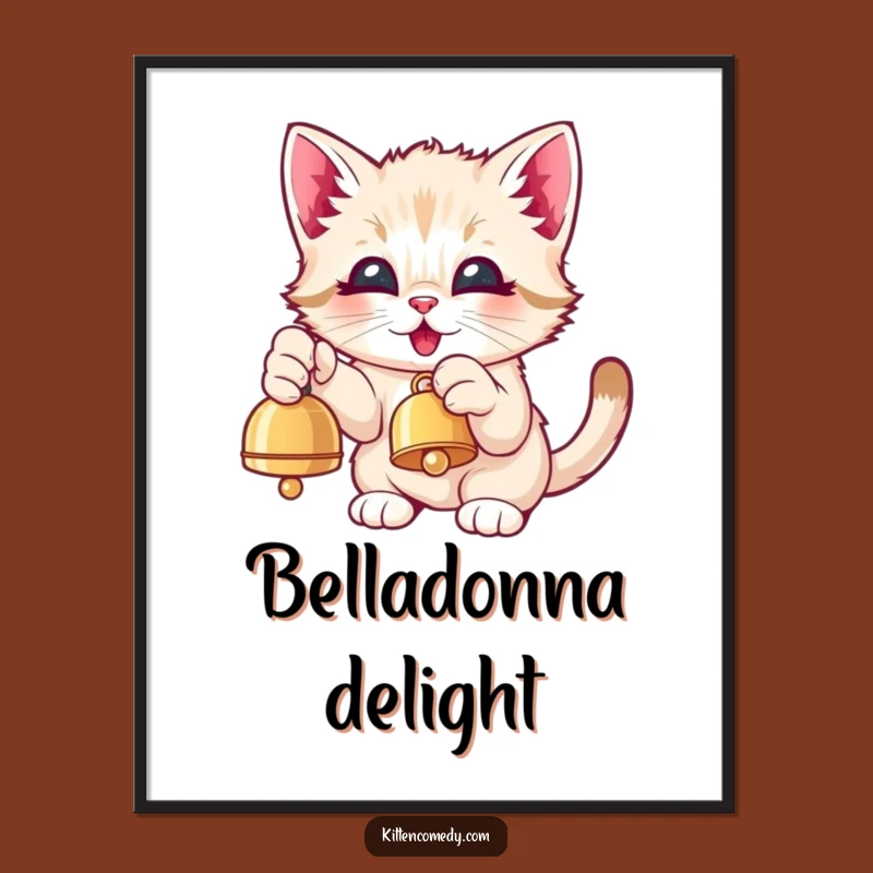 Funny Kawaii Kitten Bell Paw Poster - Charming Wall Art for Happy Spaces