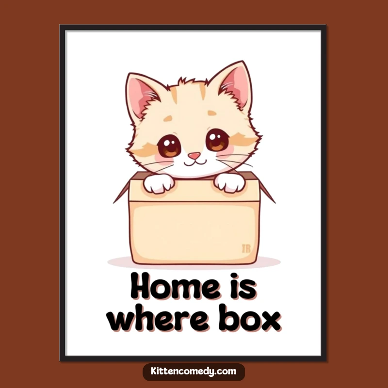 Funny Kawaii Kitten Box Peek Poster: Adorable Art for Your Walls!