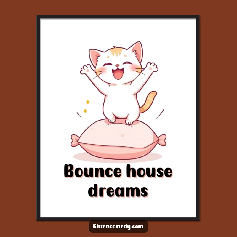 Funny Kawaii Kitten Leap Poster - Charming Wall Art for a Happy Home