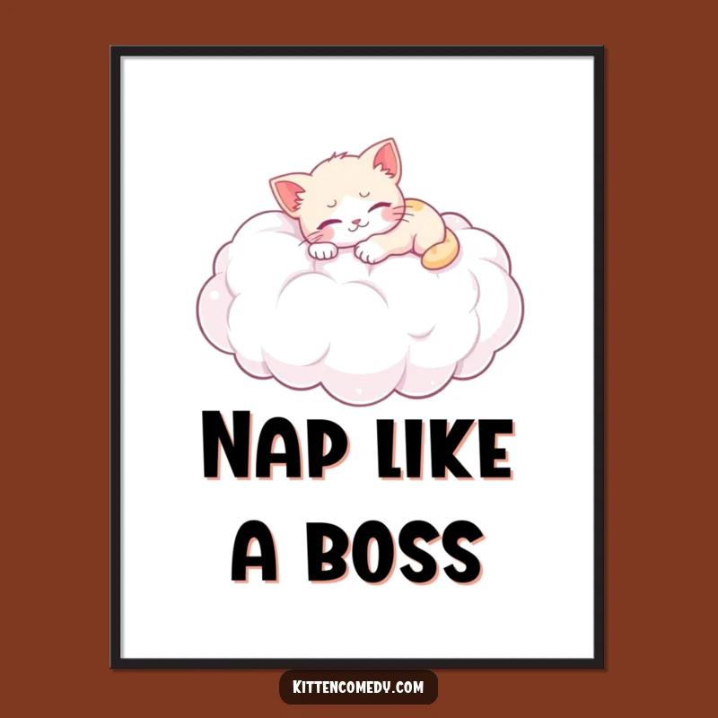 Funny Kitten Cloud Nap Poster: Whimsical Wall Art for Cozy Spaces