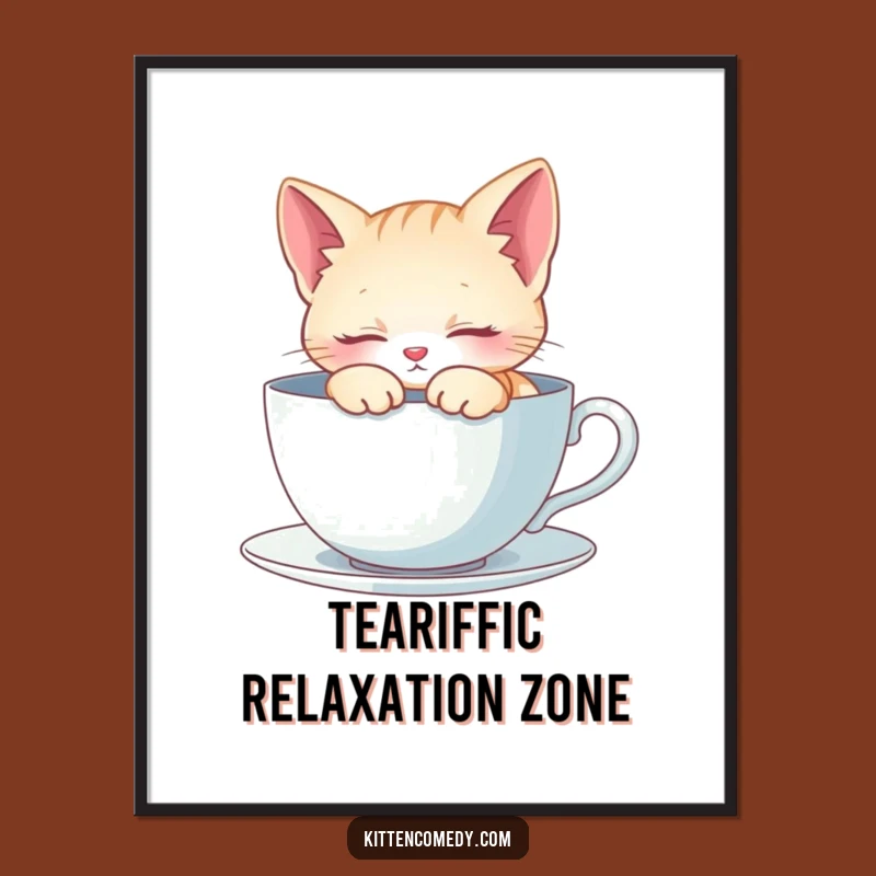 Funny Kitten Napping Poster - Serene Wall Art, Adorable Gift!