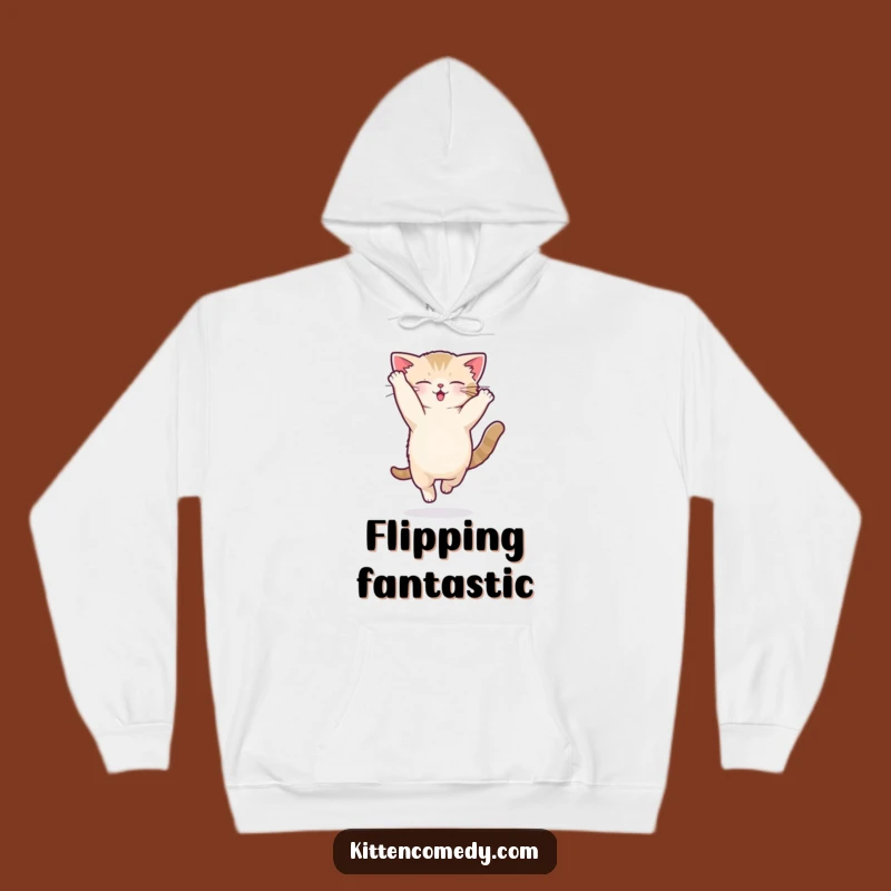 Cozy Funny Kawaii Kitten Acrobat Flip Hoodie - Energetic and Warm Gift for Cat Lovers