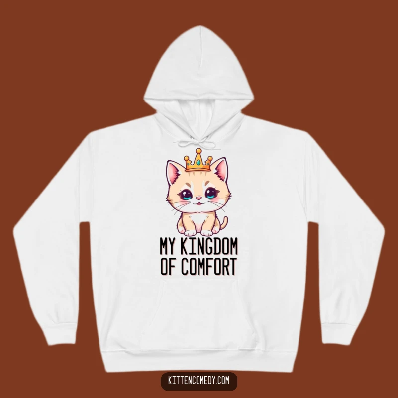 Cozy Funny Kawaii Kitten Crown Hoodie - Regal & Pleased Comfort
