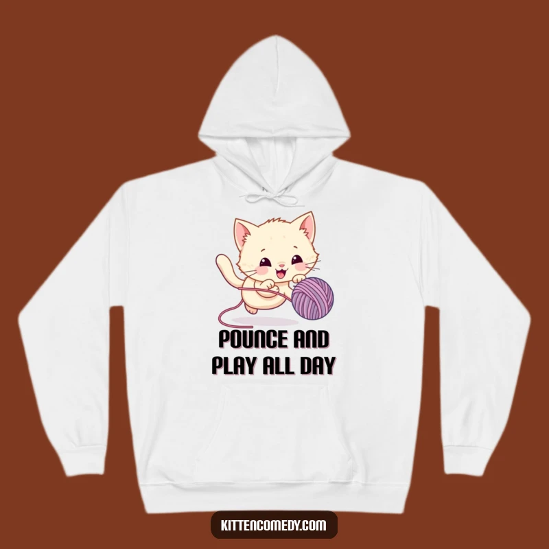 Cozy Funny Kawaii Kitten Yarn Chase Hoodie - Warm & Whimsical Gift