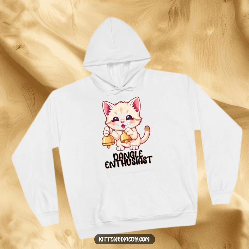 Funny Kawaii Kitten Hoodie: A soft hoodie featuring a cute kitten eagerly pawing at a dangling bell.