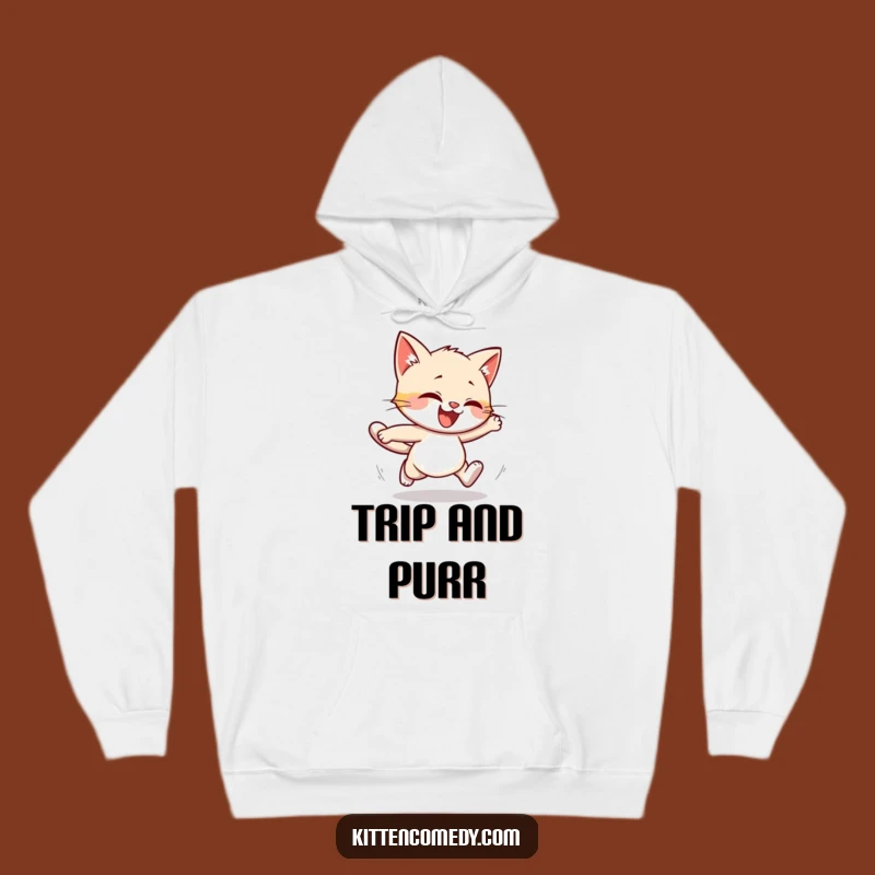 Funny Kitten Stumble Hoodie: Cozy Clumsy Kitty - Warm Humorous Gift