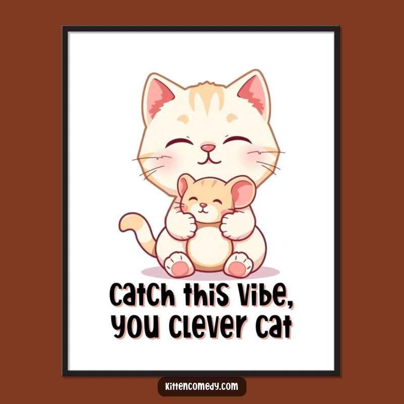 Funny Free Printable Wall Art: Kitten Mouse Gift Cute Downloadable Art