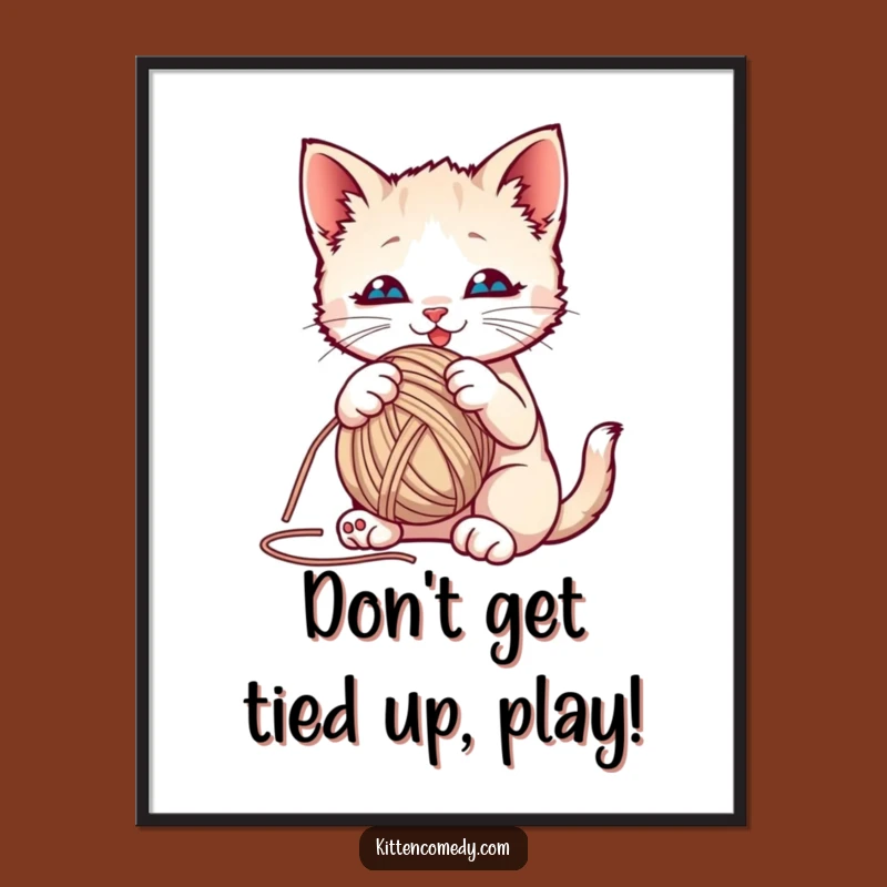 Free Printable Wall Art: Playful Kitten, Yarn Shenanigans, Funny Downloadable Decor for Whimsical Spaces