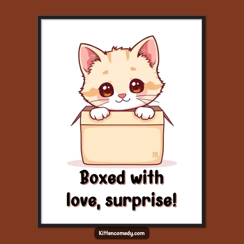 Free Printable Kawaii Kitten Art: Funny Box Kitten Decor Gift