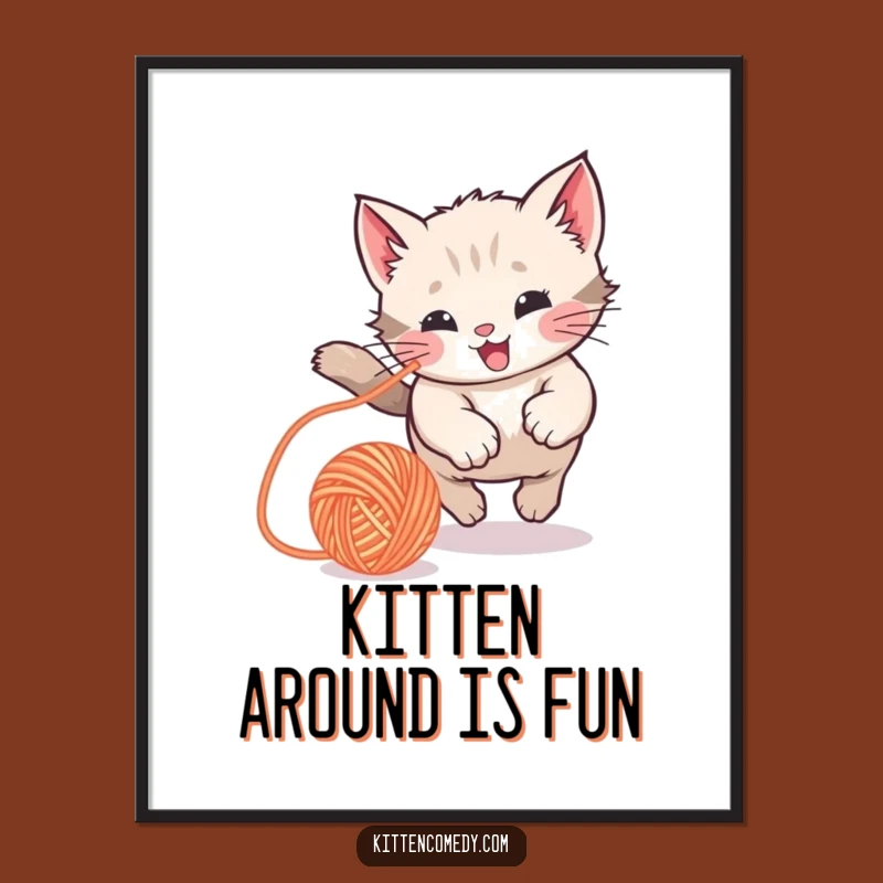 Free Printable Wall Art: Kitten Yarn Ball - Funny Downloadable Decor!