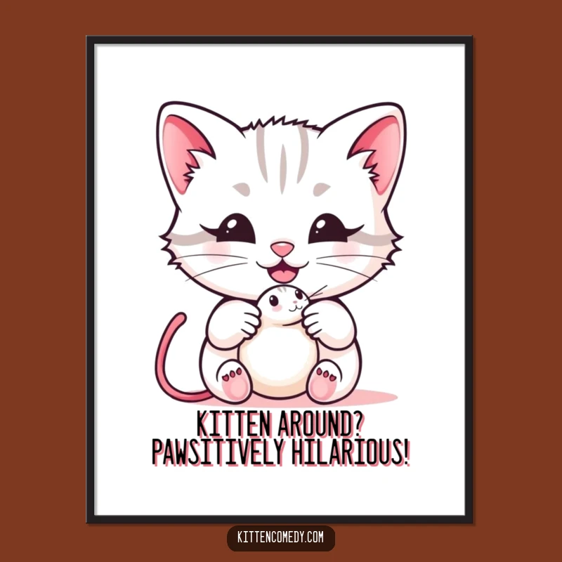 Free Printable Wall Art: Kawaii Kitten Meow Funny Downloadable Home Decor
