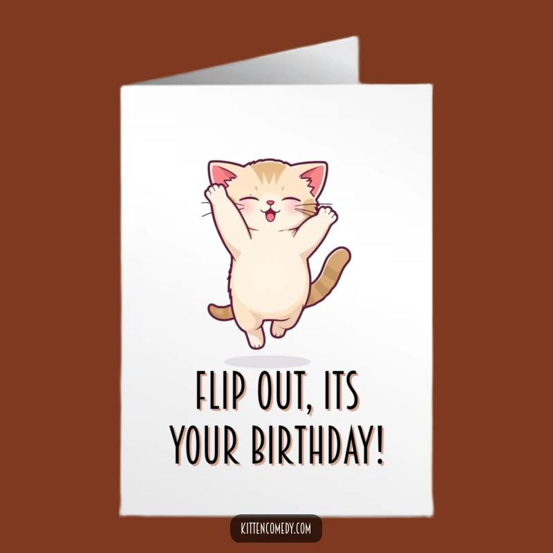 Free Printable Birthday Card: Kawaii Kitten Flip - Hilarious DIY Gift