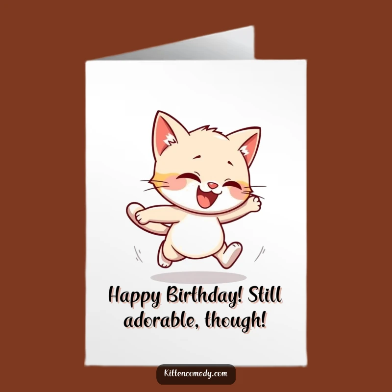 Free Printable Birthday Card: Funny Kitten Stumble Hilarious Downloadable Gift