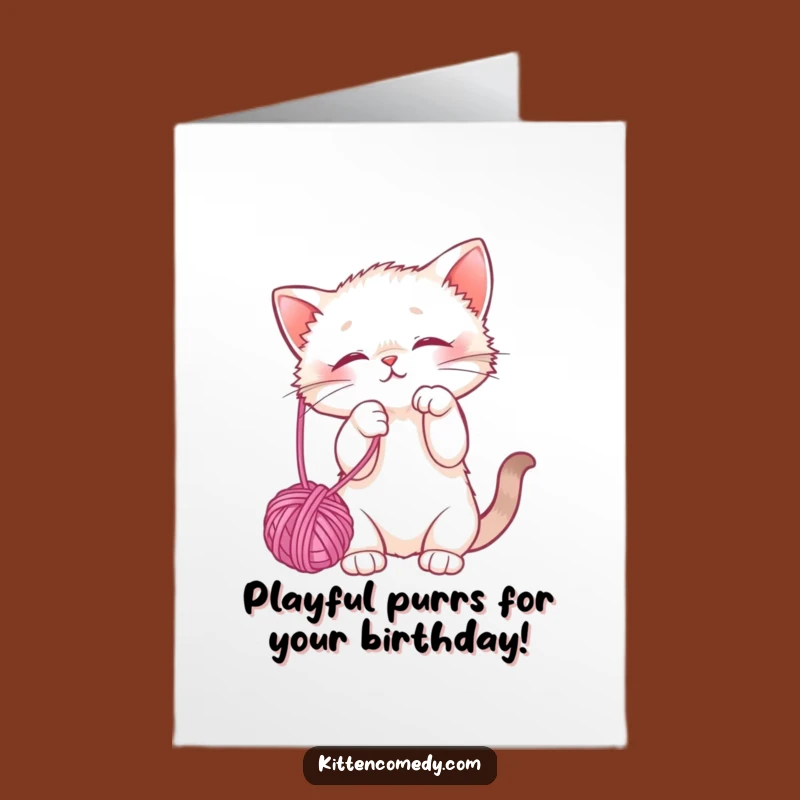 Free Printable Birthday Card: Playful Kitten Yarn for a Funny DIY Gift