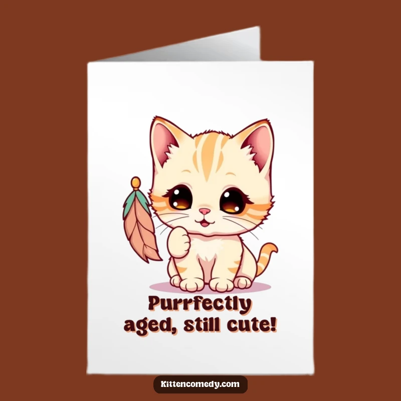 Free Printable Birthday Card: Funny Kitten Feather Play, Perfect Humorous Downloadable Gift