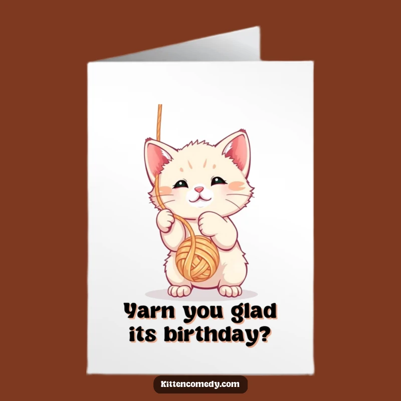 Funny Free Printable Birthday Card: Kawaii Kitten Yarn Fun - Perfect DIY Gift