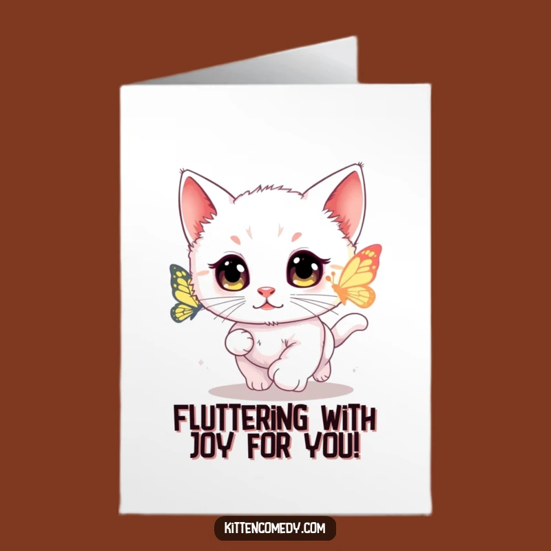 Free Printable Congrats Card: Kawaii Kitten Butterfly Hunt - Hilarious Downloadable Gift
