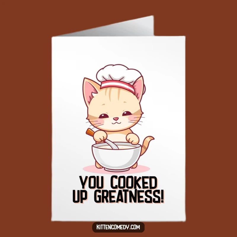 Free Printable Congratulations Card: Chef Kitten's Culinary Triumph, Downloadable Funny Gift