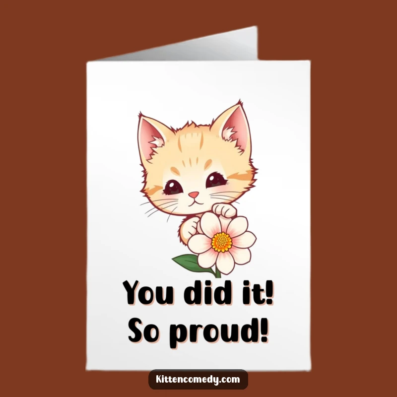 Free Printable Kitten Congratulations Card: Funny Peeking Cat, Downloadable for Big News